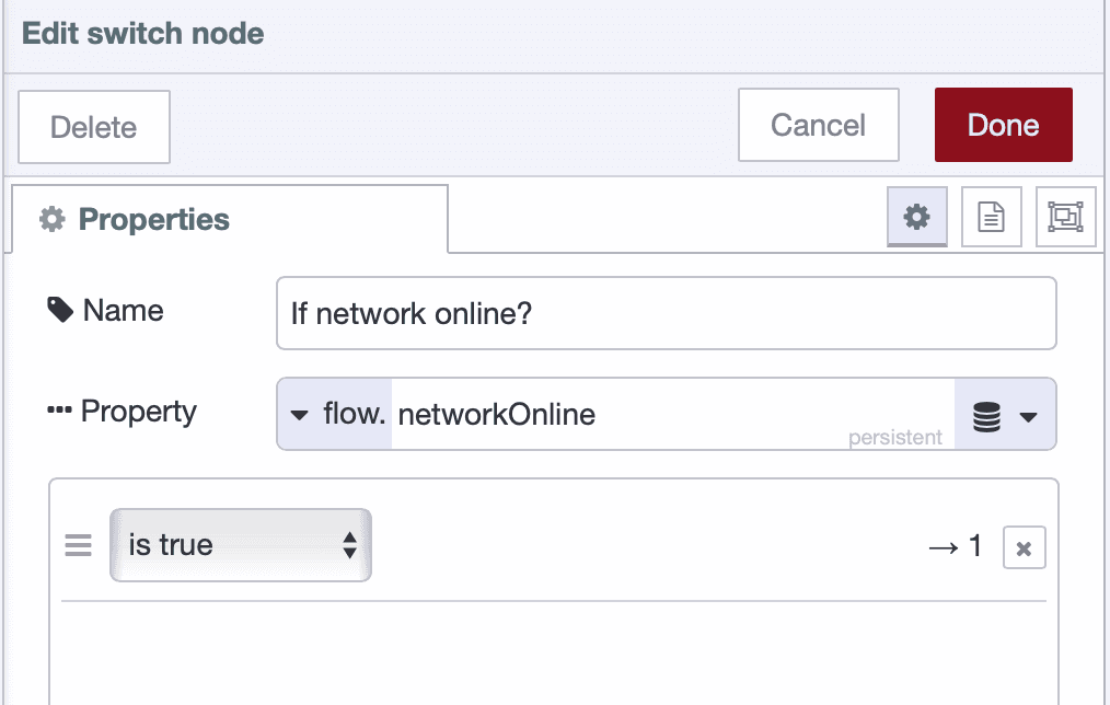 Switch node verifying network connectivity before sending data